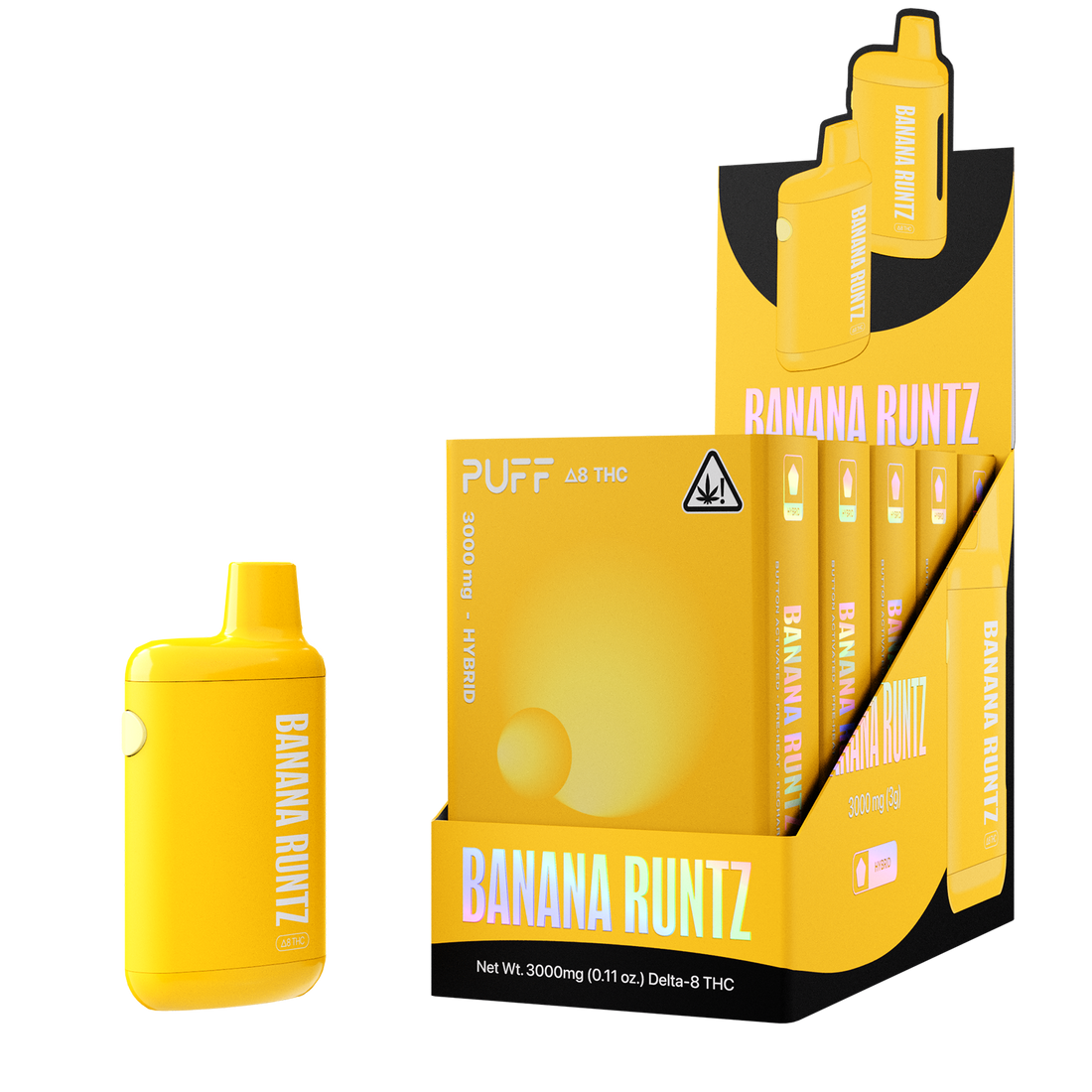 Puff Bar Delta 8 THC Banana Runtz Disposable Device with Store Packaging