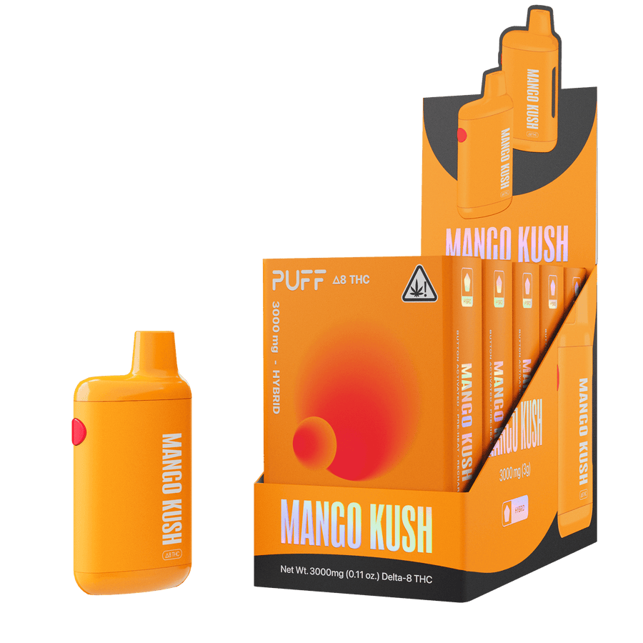 Puff Bar Delta 8 THC Mango Kush Disposable Device with Store Packaging