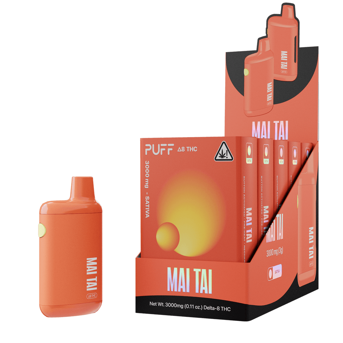 Puff Bar Delta 8 THC Mai Tai Disposable Device with Store Packaging