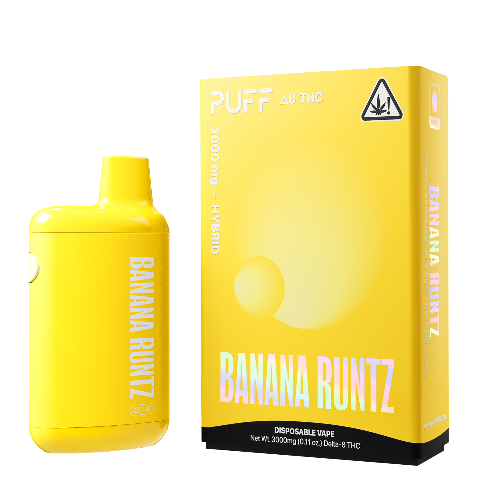 Puff Bar Delta 8 THC Banana Runtz Disposable Device with Packaging