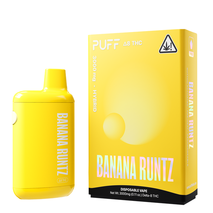 Puff Bar Delta 8 THC Banana Runtz Disposable Device with Packaging