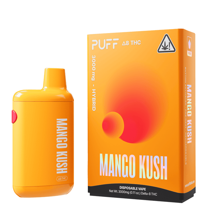 Puff Bar Delta 8 THC Mango Kush Disposable Device with Packaging