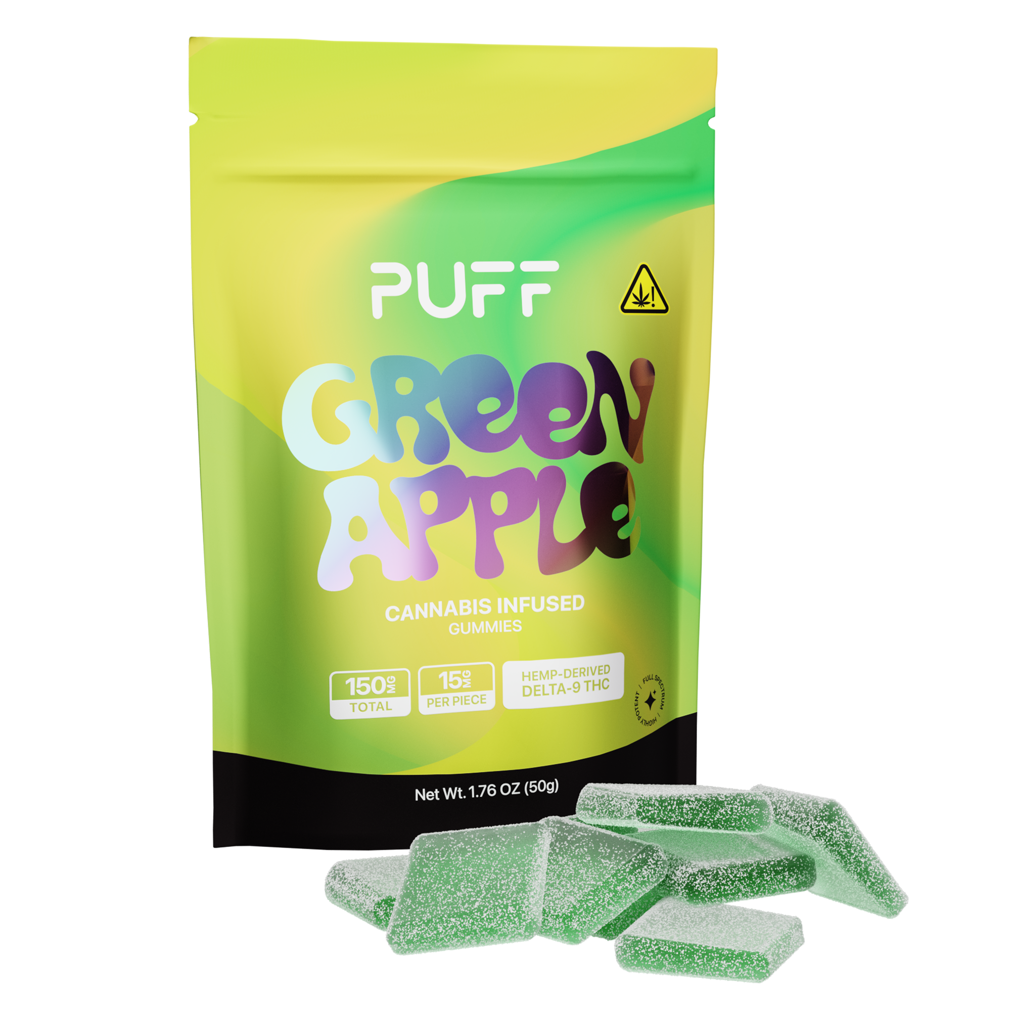Puff Bar Delta 9 THC Green Apple Edible Cannabis Infused Gummies