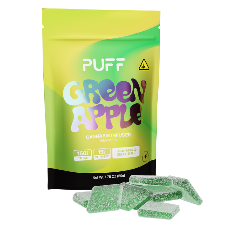 Puff Bar Delta 9 THC Green Apple Edible Cannabis Infused Gummies